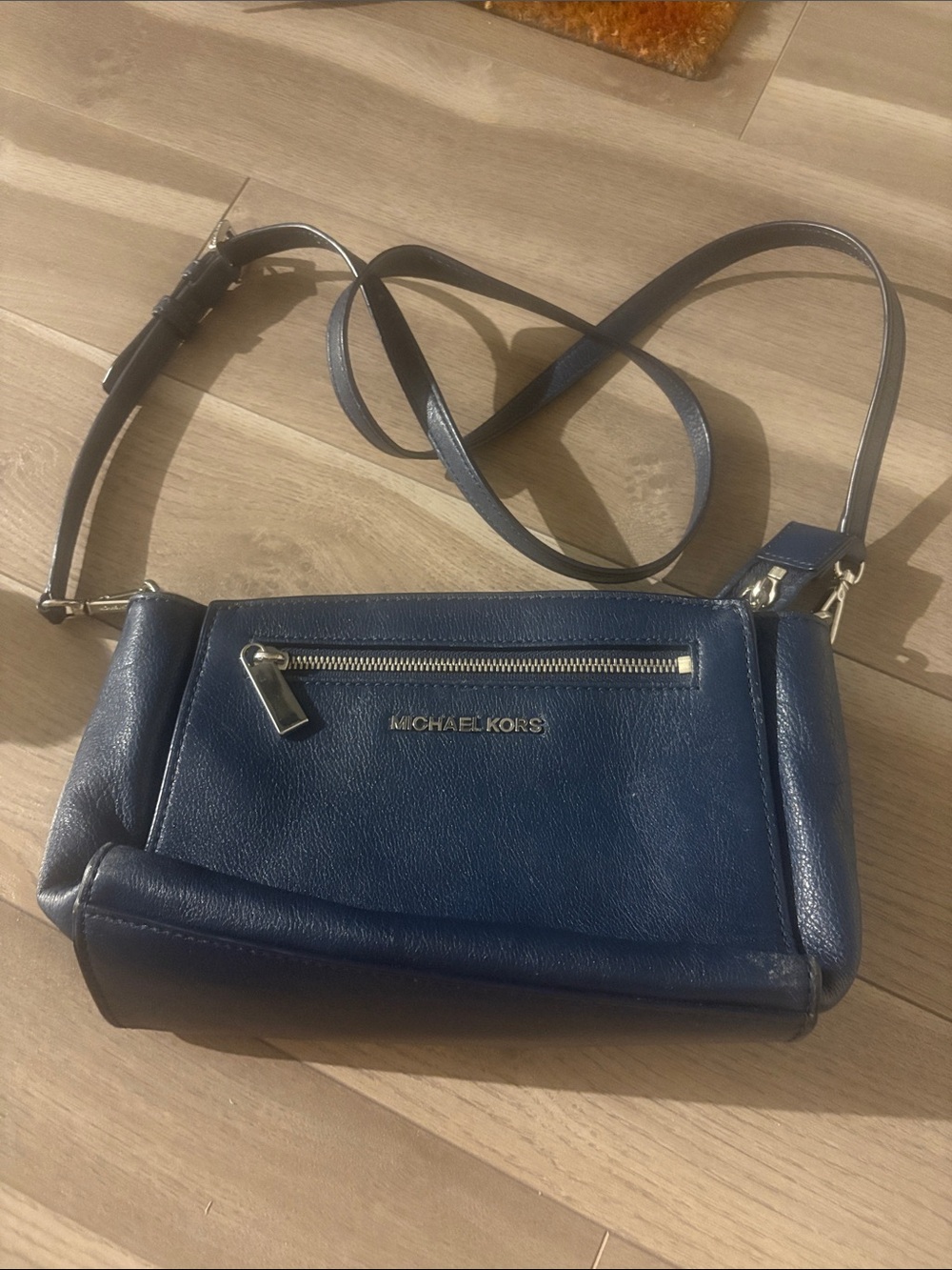 Michael Kors Dark Blue Leather Crossbody Bag